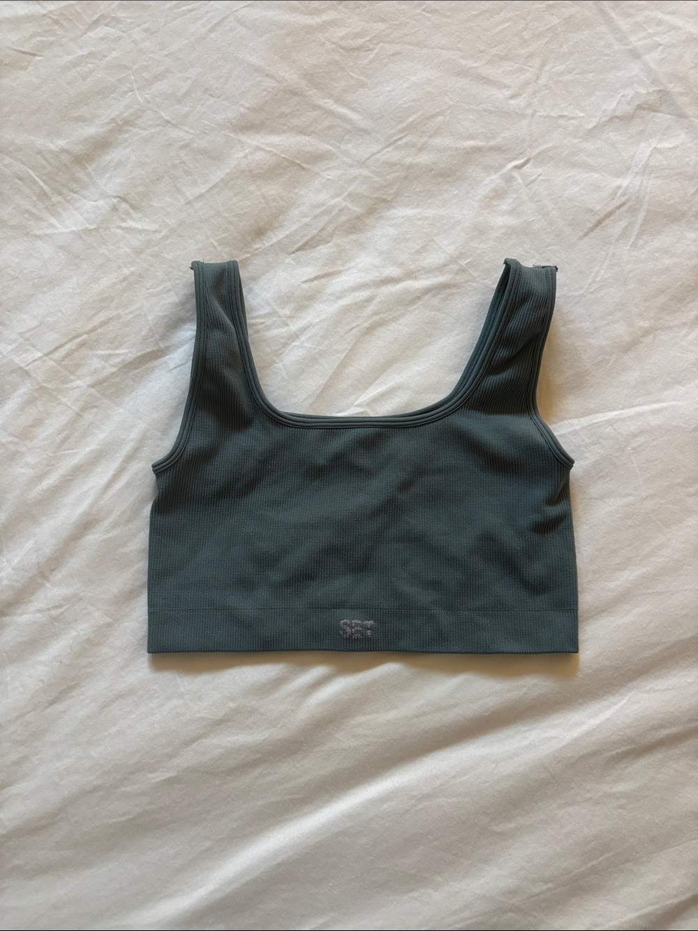 SET Active Dark Teal Ribbed Scoop Sports Bra Top